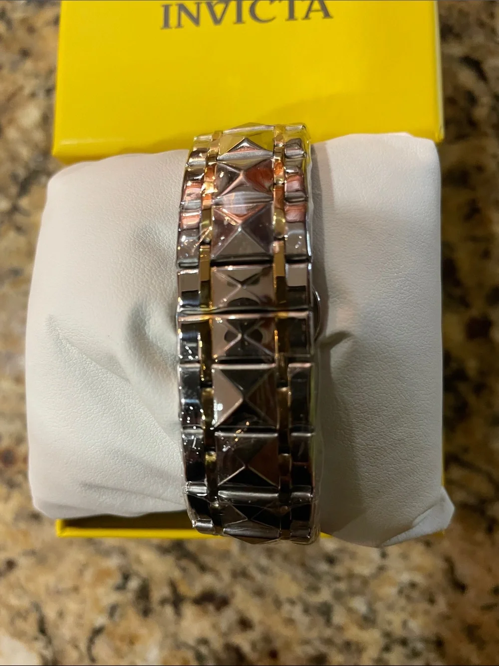 Invicta Two-Tone Gold and Silver Pyramid-Link Bracelet Watch